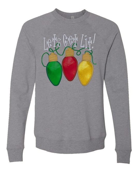 Let's Get Lit Embroidered Metallic Appliqué Sweatshirt