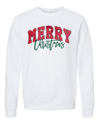 Merry Christmas Embroidered Metallic Appliqué Sweatshirt